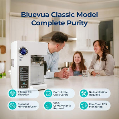 Bluevua RO100ROPOT Countertop Reverse Osmosis Water Filter System, Portable RO Filtration with Remineralization, No Installation, WQA Certified - ROPOT, 5-Stage RO