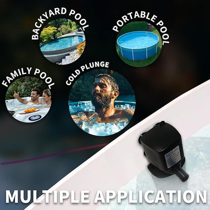 600GPH Pool Filter, U-V Sterilzer for 300-1000 Gallon Swimming Pool, Small Pool Filter Green Pool Cleaning Powerful Pump Pool Filter for Children Pools, Inflatable Pools, Cold Plunge Crystal Clear