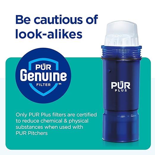 PUR Plus 7-Cup Water Filter Pitcher, Cleaner, Great-Tasting Water, Dishwasher Safe, Powerful, Lead-Reducing Filtration, LockFit Cap Design, Smoke
