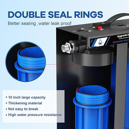 RV Water Filter System,5-Stage Water Filtration for Rvs and Campers, 0.01 Micron Filters Out Sediments, Chlorine, Vocs, Heavy Metals, Odors for Travel Trailers, Boats, 1/2" Inlet/Outlet