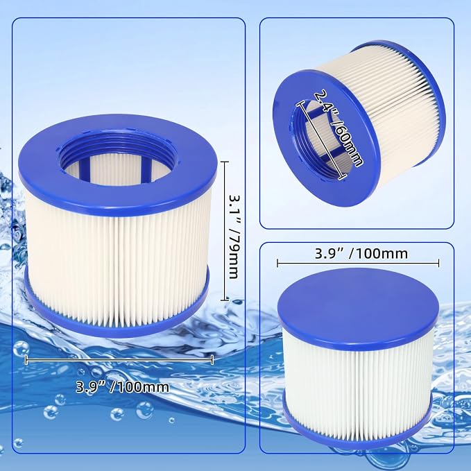 60% Denser Filter, High-Efficiency Screw-in Hot Tub spa Filters Replacement Compatible with All Relxtime, Aleko, Wejoy, Aquaspa Hot Tubs & Other Spas (12 Filters + 6 Filter Bags)