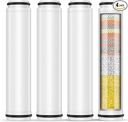 FEELSO Shower Filter for Handheld Shower Head, 4 Pack 15 Stage Replacement Filters for Hard Water Remove Chlorine and Harmful Substances