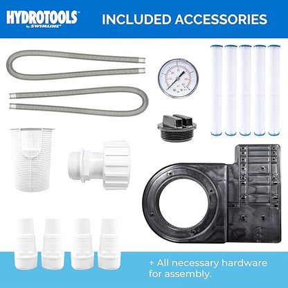 SWIMLINE HYDROTOOLS Model 70151 Extra-Flo Above-Ground Pool Cartridge Filter System - 40 Sq. Ft. Filtration Area, 0.9 THP, 4,500 GPH, 110V/60Hz Single Speed Pump for Pools up to 19,000 Gallons