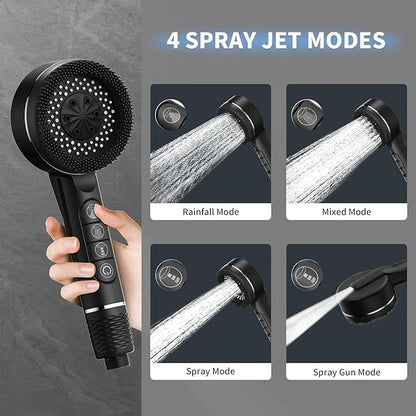 Filtered Shower Head with Handheld, High Pressure 3 Spray Showerhead with Filters & Upgraded Anti-clog Nozzles for Hard Water -Remove Chlorine, Reduce Dry Itchy Skin -ON/OFF Switch for Pet Bath，Black