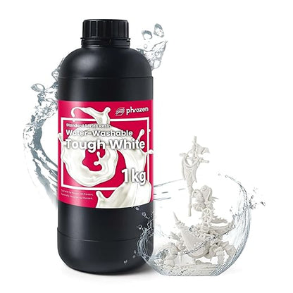 phrozen 3D Printer Water-Washable Rapid Resin [Tough White], 405nm LCD UV-Curing Photopolymer Resin, Strong Impact Resistance, High Flexibility, Low Odor, Non-Brittle, Easy to Clean and Cure (1KG)