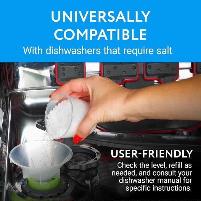 IMPRESA Dishwasher Salt for Hard Water - 4.4 lb (2 kg) Coarse Grain Water Softener Salt - Pure Additive-Free & Spotless Finish - compatible with Bosch, Miele, Whirlpool & Thermador Models