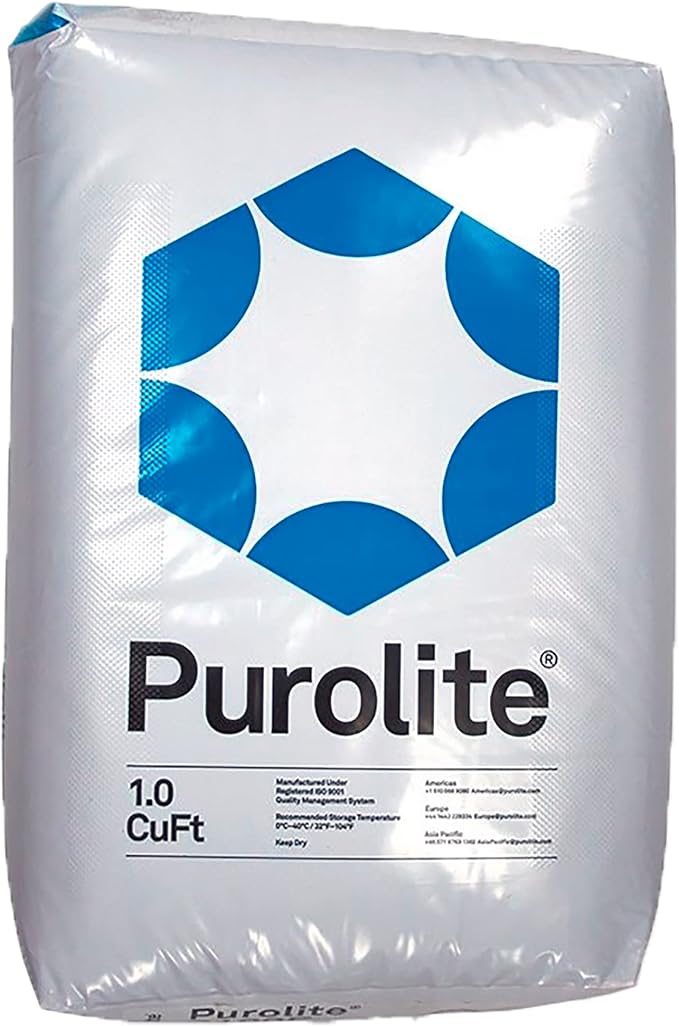 Purolite C100E New High Efficiency Resin from AFWFilters. Replacement for Water Softener 1 Cu Ft Bag with hardness test and resin change instructions by AFWFilters included!
