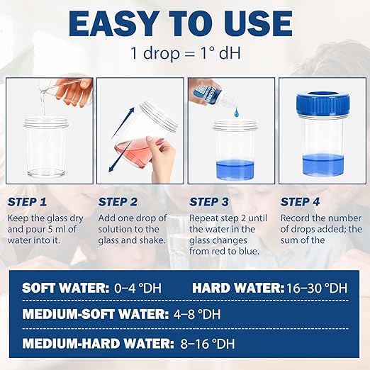 Hard Water Test Kit, Water Hardness Test Strips Water Test Rapid Detection Simple Operation Convenient to Carry Wide Range of Applications for Tap water Well water Swimming Pools Spas Aquariums