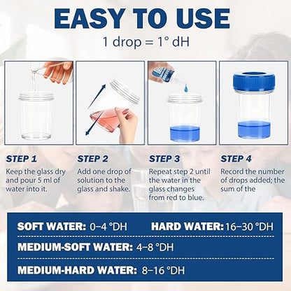 Hard Water Test Kit, Water Hardness Test Strips Water Test Rapid Detection Simple Operation Convenient to Carry Wide Range of Applications for Tap water Well water Swimming Pools Spas Aquariums