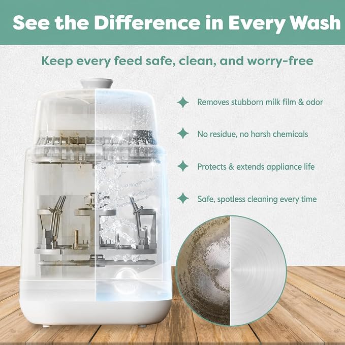 Detergent Tablets for Bottle Washer (120 Count) Deep Cleaning Compatible with Momcozy, Baby Breeza, Grownsy & All Bottle Washers - Removes Milk Residue from Bottles & Pump Parts
