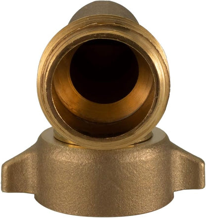 RecPro RV Camper Motorhome Trailer Marine White City Water Fill Inlet Flange Brass with Check Valve (with Hose Elbow)