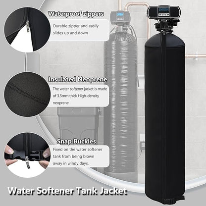 Okcool Water Softener Tank Jacket,Water Softener Neoprene Sweat Jacket,3.5mm Thick Neoprene Absorbable Condensate Water to Prevent Sweating(10x54,Black)