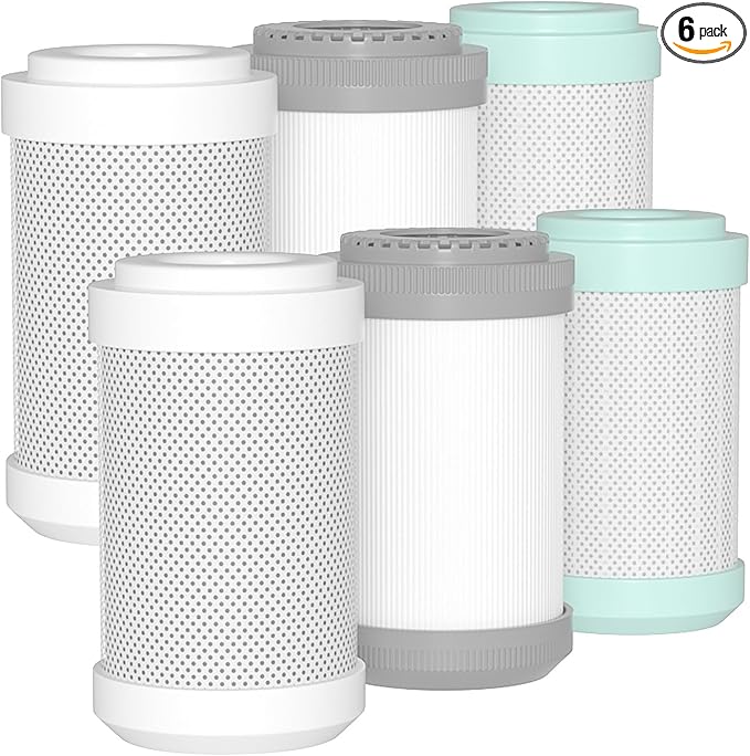 GLACIER FRESH Replacement cartridges for RV Water Filter System, 0.2 Micron High Flow Filter, Sediment “Longevity” by GLACIER FRESH, and Granular Activated Carbon “Tasty”.… 6 Pack (2 set)