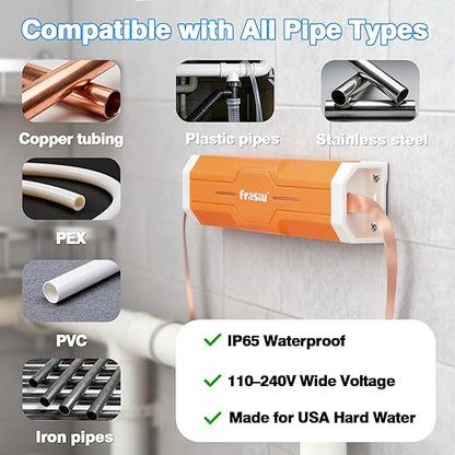 Electronic Water Descaler System, Salt-Free Whole House Water Softener Alternative, Prevents Limescale in Pipes & Appliances, Easy Install for Copper PVC PEX Pipes, IP65 Waterproof