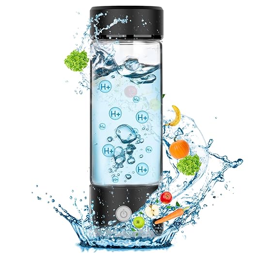 Fakllod Hydrogen Water Bottle Generator, Portable Rechargeable aquahealth Hydrogen Water, Hydrogen Water Ionizer Machine, with SPE/PEM Technology, for Home Office Travel Fitness Drinking (Black)