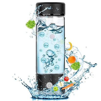 Fakllod Hydrogen Water Bottle Generator, Portable Rechargeable aquahealth Hydrogen Water, Hydrogen Water Ionizer Machine, with SPE/PEM Technology, for Home Office Travel Fitness Drinking (Black)