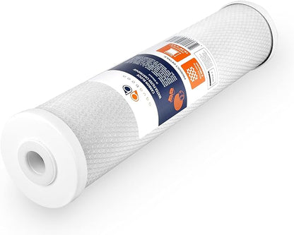 Aquaboon 4,5 x 20 inch Carbon Filter Cartridge - 5 Micron Coconut Shell CTO Big Blue Filter - Whole House Well Water Filtration - Matches DB20P, CTO20BB, Pentek FLOPLUS-20BB, 155312-43 (2 Pack)