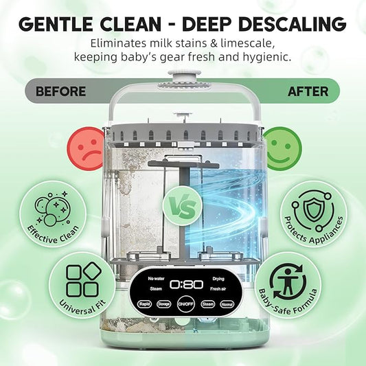 Descaling Tablets for Bottle Washer, 24 Count – Universal Fit Most Bottle Washer Models – Effective for Removing Milk & Limescale, Works with Washer, Warmer, Sterilizer & Formula Maker