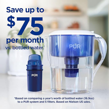 PUR Water Pitcher & Dispenser Replacement Filter 4-Pack, Genuine PUR Water Filter, 2-in-1 Powerful and Faster Filtration, 8-Month Value, Blue (PPF900Z4)