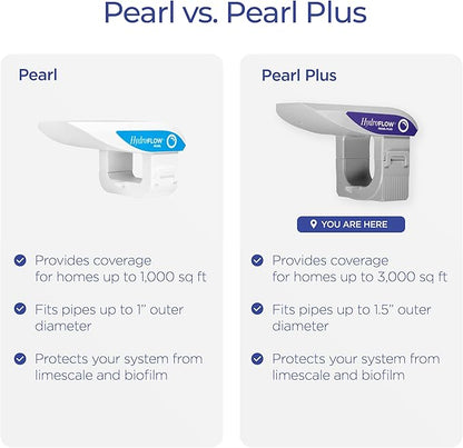 HydroFLOW Pearl Plus | Eco Friendly Alternative to Salt Water Softeners | Descaler for Large Homes & Commercial Appliances | Fits Pipes Up to 1.5" Outer Diameter