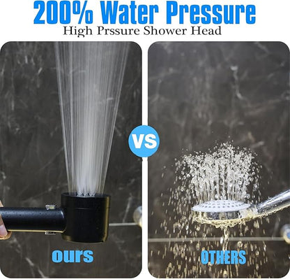 High Pressure Shower Head with Handheld,Shower Head with Filter with Pause Switch Water Saving Filter Showerhead, Filtered Shower with Hose, Bracket and Cotton Filter, Make Bathing Healthier (black)