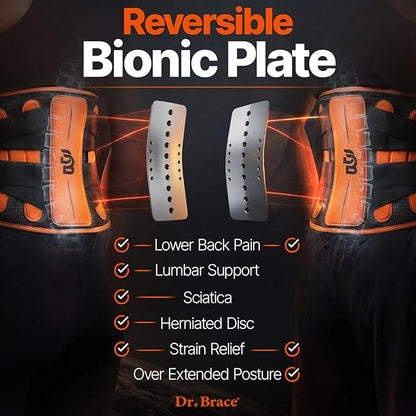 DR. BRACE® Lower Back Brace for Men & Women for Lower Back Pain Relief, Revolutionary Versatile Splints System & Removable Lumbar Pad, Adjustable & Breathable Back Support Brace (53.1-59.1″)