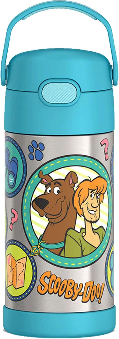 THERMOS FUNTAINER Water Bottle with Straw - 12 Ounce - Kids Stainless Steel Vacuum Insulated Water Bottle with Lid, Scooby-Doo