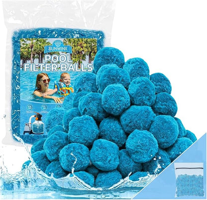 Upgraded 1.8 Lbs Pool Filter Balls for Sand Filter, Reusable Eco-Friendly Pool Sand Filter Balls (Equals 60 lbs Pool Filter Sand) with Wash Bag, Blue Pool Filter Media Balls for Swimming Pool