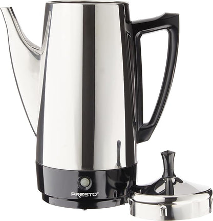 Presto 02811 Stainless Steel Electric Coffee Percolator - 12-Cups,Easy-Pour Spout,Stay-Cool Handle,Make 2-12 Cups,(Pack of 2)
