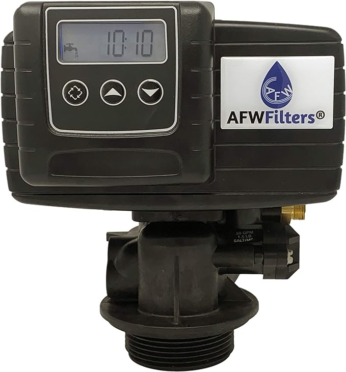 AFWFilters 1.5 Cubic Foot (48k) Whole Home Water Softener with High Capacity Resin, 1" Plastic MNPT Connection, and Black Tanks