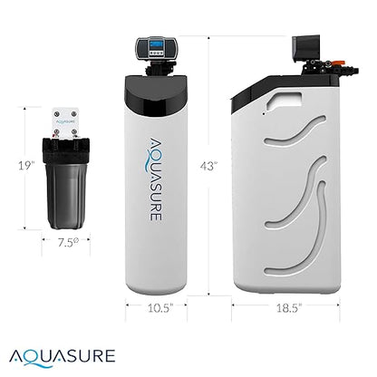 Aquasure Harmony Lite All-in-One 34,000 Grains Whole House Water Softener with Pleated Sediment Pre-Filter System (Pre-Filter + Fine Mesh Resin)