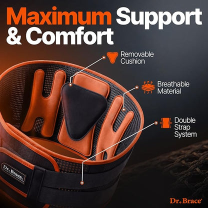 DR. BRACE® Lower Back Brace for Men & Women for Lower Back Pain Relief, Revolutionary Versatile Splints System & Removable Lumbar Pad, Adjustable & Breathable Back Support Brace (35.4-41.3″)