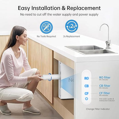 Reverse Osmosis Water Filter: 7 Stage Tankless 600GPD Reverse Osmosis System Under Sink, RO Water Filtration System, 2:1 Pure, NSF/ANSI 58 & 372 Certified