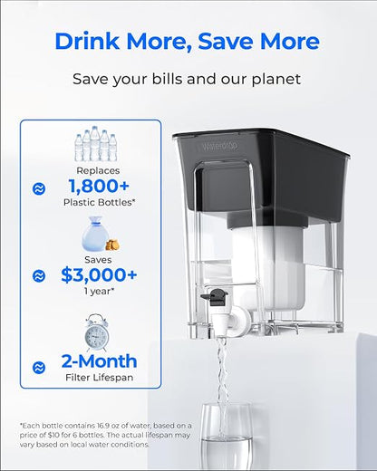 Waterdrop WFD-03L Water Filter Dispenser, TDS Reduction, 35-Cup, White | 6-Stage Advanced Filtration, Large Capacity with 1 Filter, Reduce Chlorine, PFOA/PFOS and More for Healthier