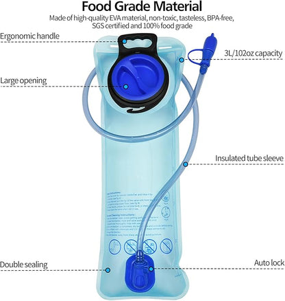 Mdvora 1.5L/2L/2.5L/3L Hydration Bladder, Large Opening Water Storage Bladder Bag, for Cycling Hiking Camping