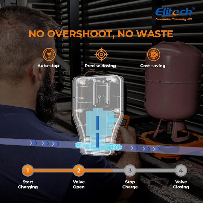Elitech Refrigerant Scale 330 lb with Charging Valve, LMC-300A | High Capacity Platform, Programmable Charge Settings, Auto Charge Control, Digital Display, Precision Weight Measurement