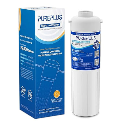 PUREPLUS WFC5300A Under Sink Water Filter, 22000 Gallons, 99.99% Chlorine Reduction, NSF/ANSI Certified, Replacement for WFS5300A Under Counter Water Filtration System