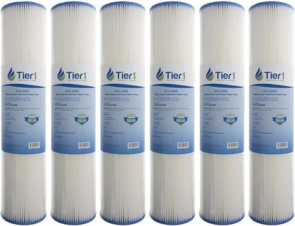Tier1 30 Micron 20x4.5 Water Filter | Whole House Sediment Water Filter | Pleated Polyester Cartridge | Replacement for Pentek R30-20BB, 155430-43, SPC-45-2030 | High-Flow 4.5 x 20 Water Filter (6pk)