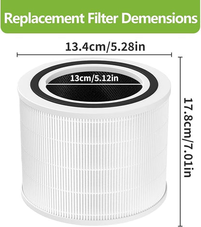 2 Pack Core 200S Replacement Filter Compatible with LEVOIT Core 200S and Core 200S-RF Smart WiFi Air Purifier, High-Efficiency 3-in-1 True H13 HEPA Activated Carbon Filter (White)