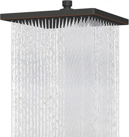 Hibbent cUCPC Certified Thickness Metal Rain Shower Head, 12'' High Pressure Shower Heads, Large Bathroom Shower Head with Adjustable Brass Ball Joint, Waterfall Full Body Coverage, Oil Rubbed Bronze