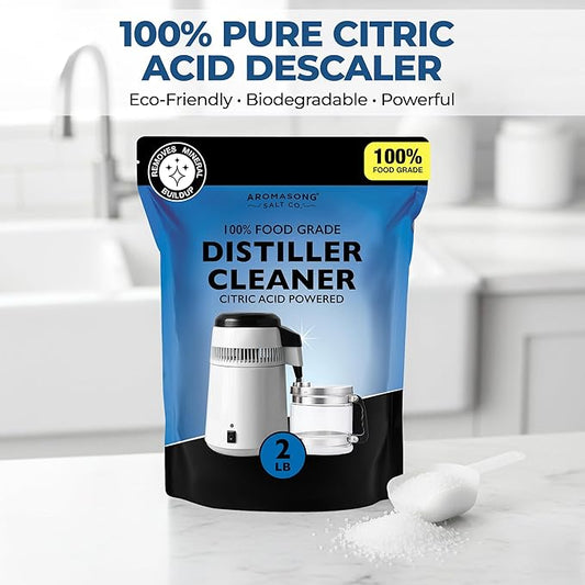 Aromasong Citric Acid For Cleaning Descaling powder – Pure Cleaning Citric Acid Powder with Scoop | Eco-Friendly, Biodegradable Formula for Water Distiller, Espresso Machines, Humidifier – 2 LB Bag