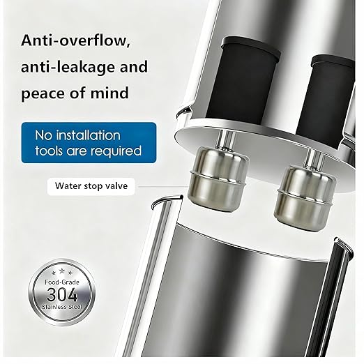 2.25G Ultra-Filtration Gravity Water Filter System, 304 Stainless Steel Countertop System with 2 Filters, Metal Faucet, Handle & 2 Leak-Proof Valves, NSF/ANSI 42 Certified, Removes 99% of Chlorine