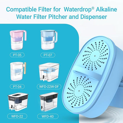AQUA CREST PF-AL Alkaline Water Filter Replacement for Waterdrop® Pitchers | Replacement for Waterdrop® Pitcher and Dispenser & PF-AL Filter, Reduces PFOA/PFOS, Chlorine, Last Up to 100 Gallons, 2 Pack