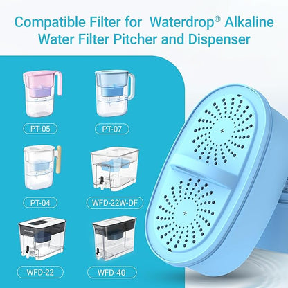 AQUA CREST PF-AL Alkaline Water Filter Replacement for Waterdrop® Pitcher and Dispenser Filtration System, Fits Waterdrop® PF-AL, Reduces PFOA/PFOS, Chlorine, Last Up to 100 Gallons, 2 Pack