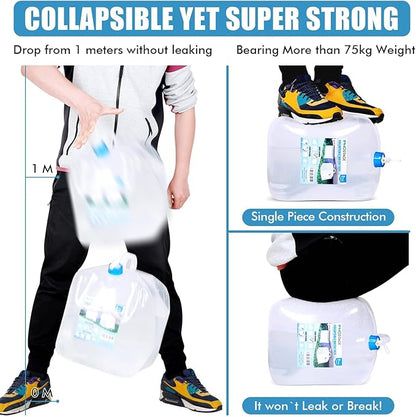 INNO STAGE 2 PACK Collapsible Water Container 5.3 Gallon with Spigot, Camping Water Storage Carrier Jug for Outdoors Hiking, Foldable Portable Water Canteen