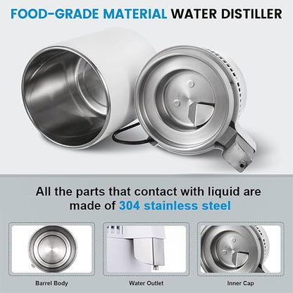 DC HOUSE 1 Gallon Water Distiller Machine, 750W Distilling Pure Water for Home Countertop Table Desktop, 4L Distilled Water Making Machine to Make Clean Water for Home