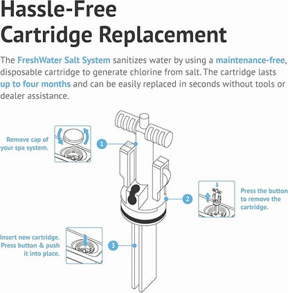 FreshWater Salt System Cartridge - Water Treatment Replacement Cartridge for Spas & Hot Tubs - Easy Maintenance - Supports Natural-Feeling Water to Help Prevent Dry Eyes & Itchy Skin (1 Pack)