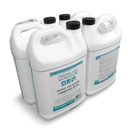 Fiberglass Warehouse Polyester Laminating Resin Marine Grade 4 Gallon | Catalyst Included, Fiberglass & Wood Repair, Boat Decks & RV, Auto Composite Projects, General Purpose