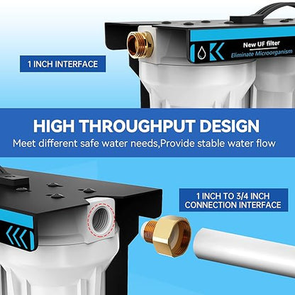RV Water Filter System,5-Stage RV Water Filter System 0.01 Micron Filtration, 1" Inlet/Outlet, Reduces Sediments, Chlorine, VOCs, Heavy Metals & Odors, Ideal for RVs, Campers, Travel Trailers, Boats