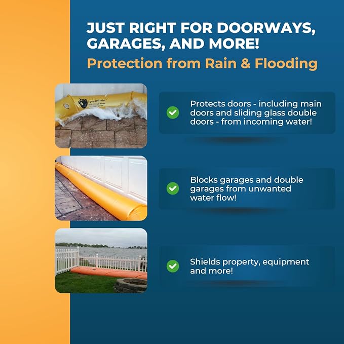 The Original HydraBarrier Ultra Flood Barrier –24 ft Long x 6 in High – Light, Reusable Sandbag Alternative – Flood Control & Diversion Tube for Home, Garage, Door & Property Protection